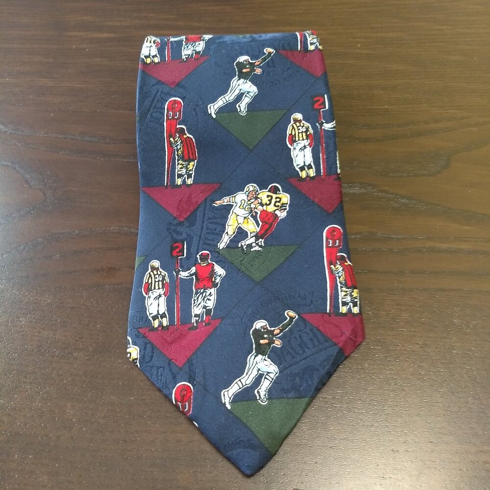 Football Neck Tie 100% Silk Made in USA Vintage The Original BD Baggies Union